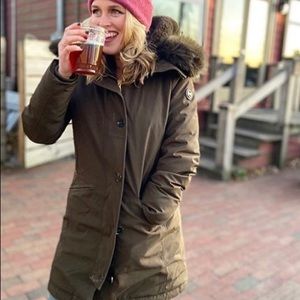 Michael Korda Faux Fur Trim down Parka Coat